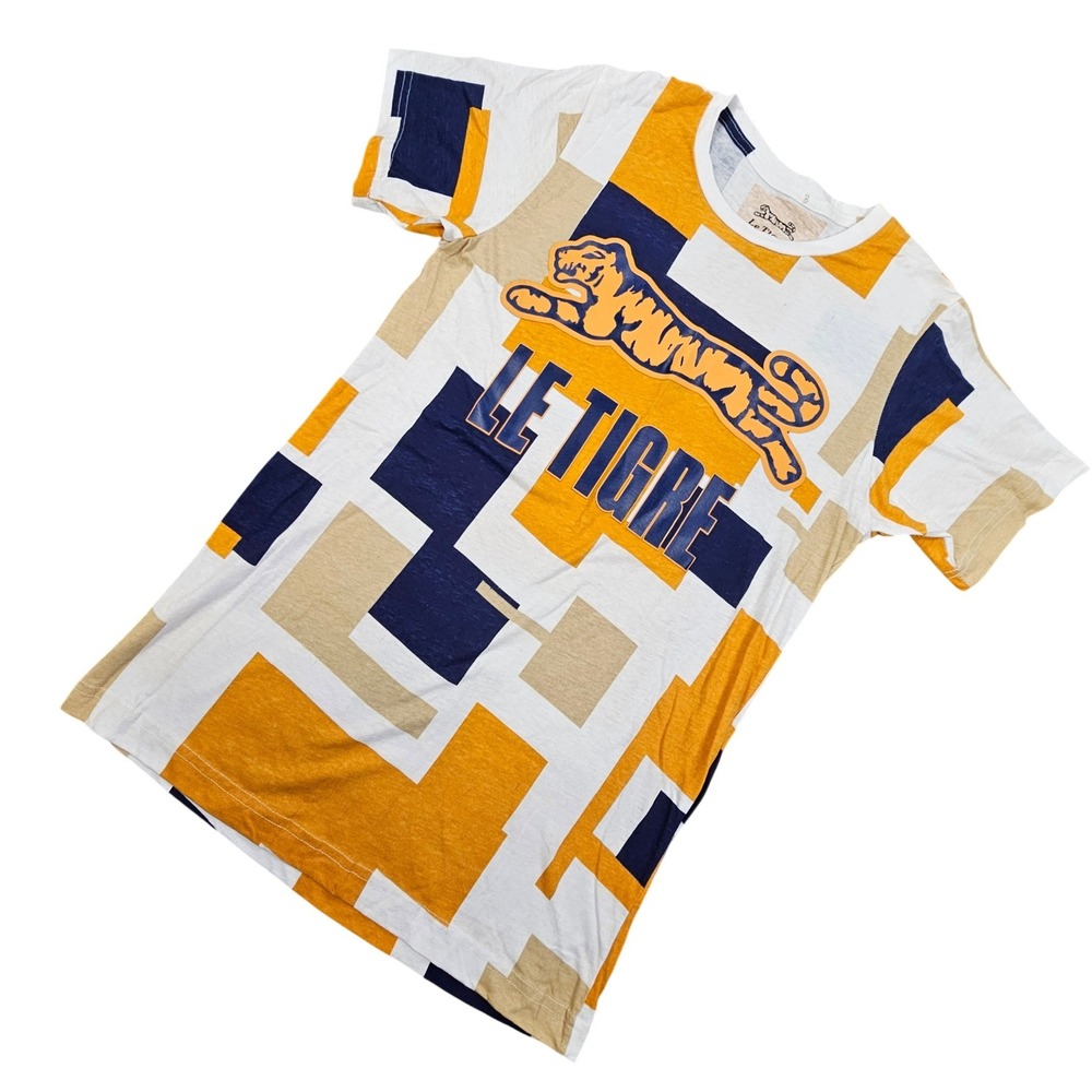 Le Tigre Collection T-Shirt‎ Mens Small S Geometric Block Print Logo Retro 90s